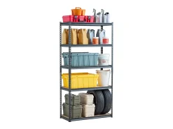 Prateleira| Prateleiras de Garagem em Metal SucceBuy Estantes de Arrumação - Estante de Garagem com 5 Níveis, 41 cm de Profundidade x 91 cm de Largura x 181 cm de Altura Preto