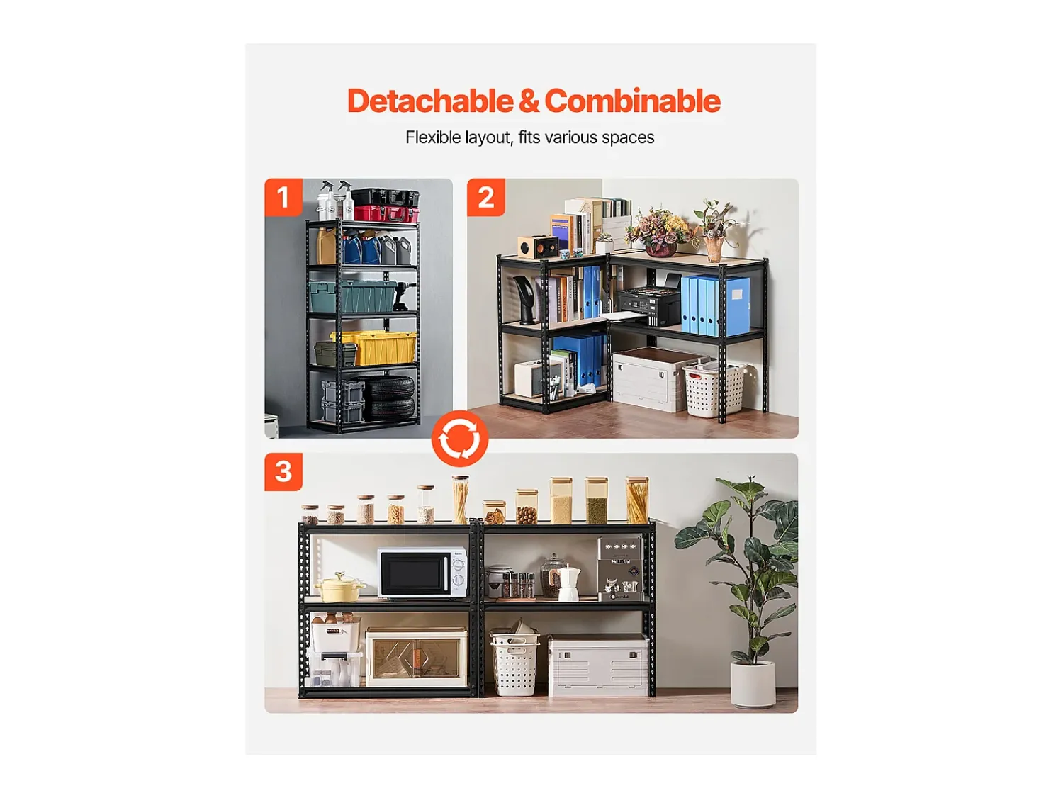 Prateleira| Prateleiras de Garagem em Metal SucceBuy Estantes de Arrumação - Estante de Garagem com 5 Níveis, 41 cm de Profundidade x 91 cm de Largura x 181 cm de Altura Preto
