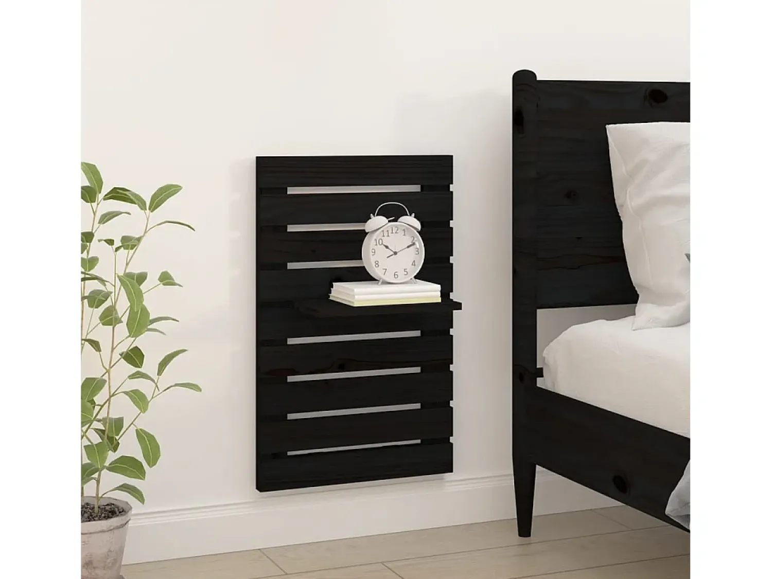 Clearance Prateleiras de montagem na parede 2 pcs pinho maciço PT433323 Preto