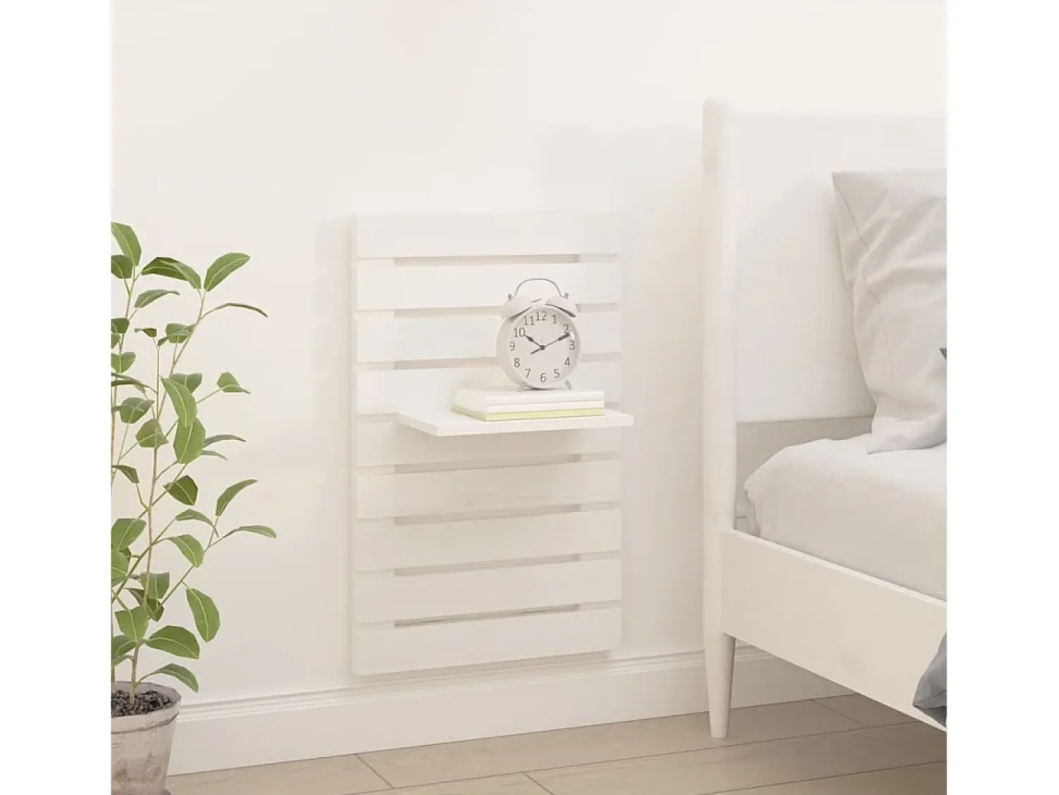 Prateleiras de montagem na parede 2 pcs pinho maciço PT448030 Branco