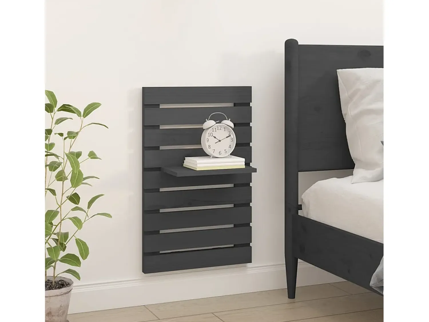 Prateleira| Prateleiras de montagem na parede 2 pcs pinho maciço cinza PT550823 Cinzento