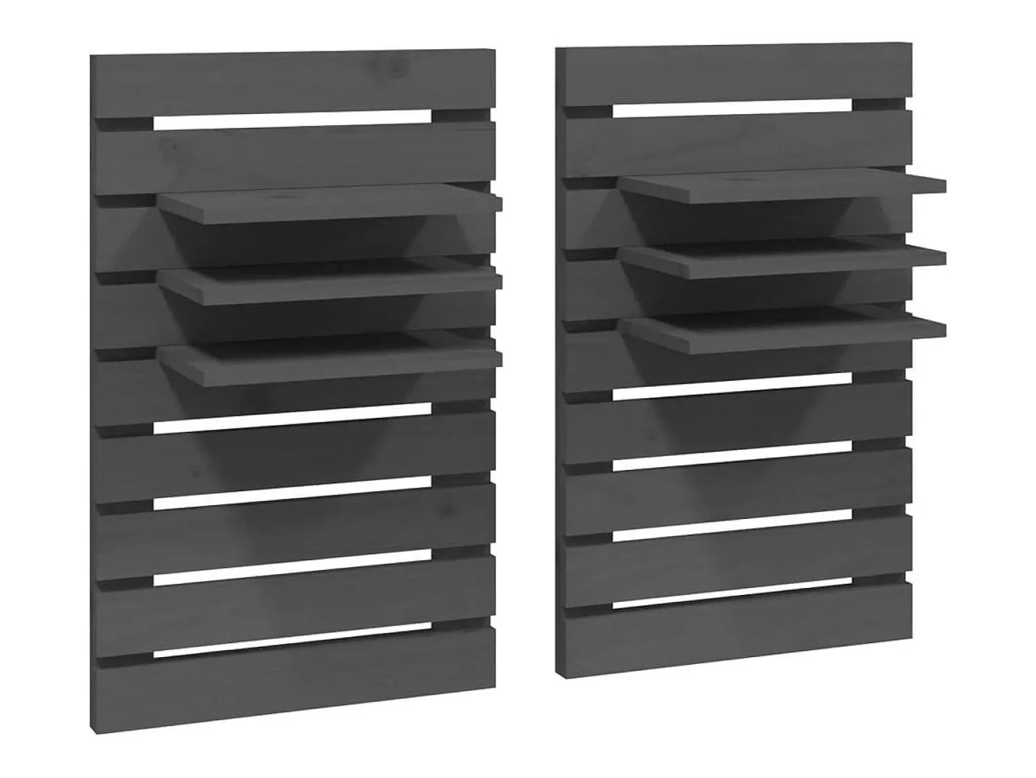 Prateleiras de montagem na parede 2 pcs pinho maciço cinza PT444694^ Prateleira
