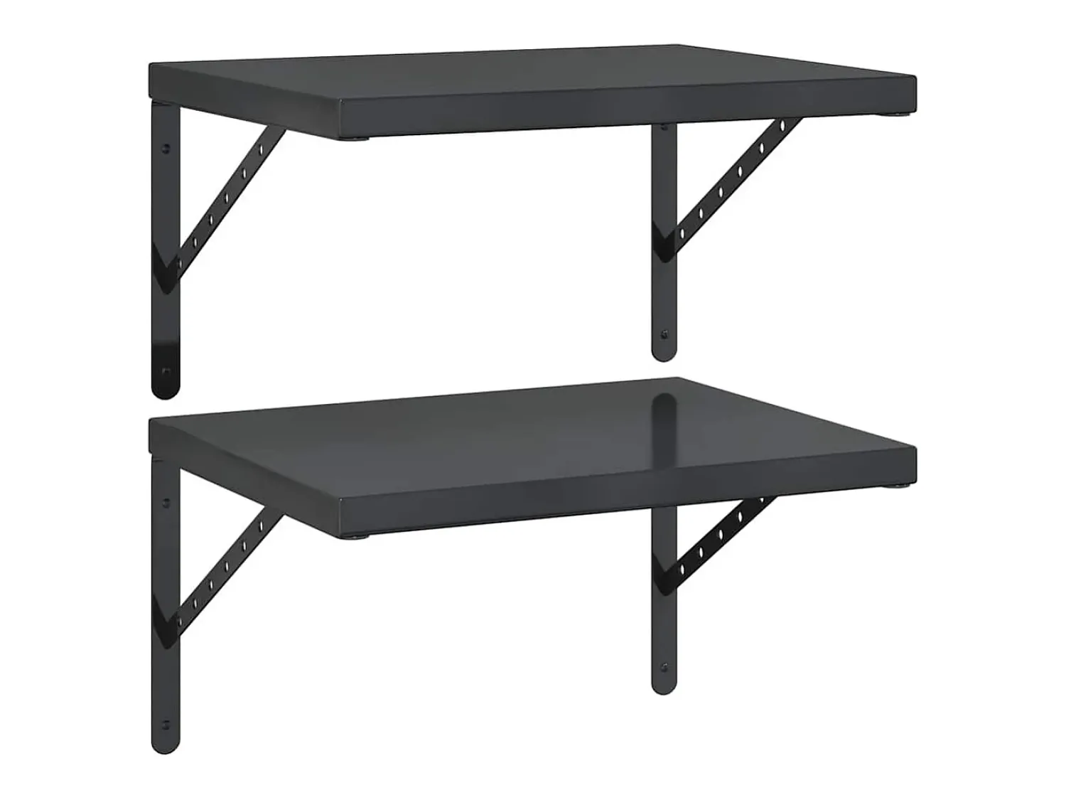 Prateleira*vidaxl Prateleiras de parede 2 pcs 50x40 cm aço inoxidável prateado Preto