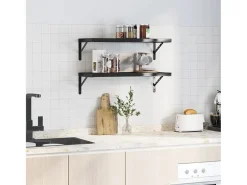 Prateleira| Prateleiras de parede 2 pcs 75x30x3 cm aço inoxidável prateado PT622633 Preto