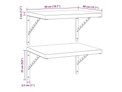 Best vidaxl Prateleiras de parede 2 pcs 50x40 cm aço inoxidável Prateado