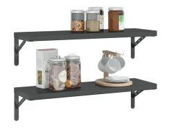 Prateleira| Prateleiras de parede 2 pcs 75x23,5x3cm aço inoxidável prateado PT471669 Preto