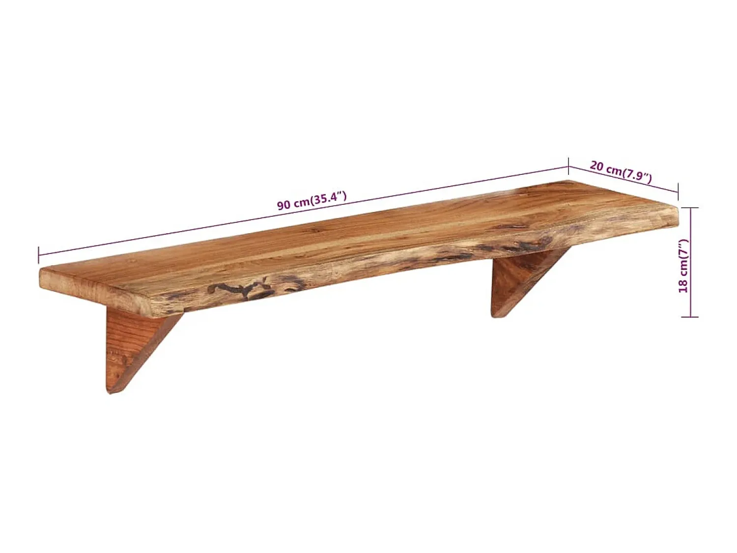 Prateleira* Prateleiras de parede 2 pcs 90x20x18cm madeira de acácia maciça PT294958 Castanho
