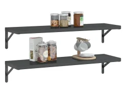 Prateleira| Prateleiras de parede 2 pcs 100x30x3 cm aço inoxidável prateado PT895136 Preto