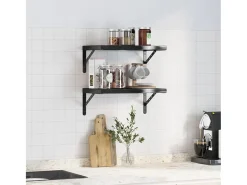 Prateleiras de parede 2 pcs 50x30x3 cm aço inoxidável prateado PT206374 Preto