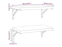 Hot vidaxl Prateleiras de parede 2 pcs 50x30 cm aço inoxidável prateado Preto