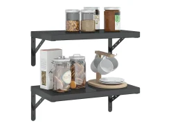 Hot vidaxl Prateleiras de parede 2 pcs 50x30 cm aço inoxidável prateado Preto
