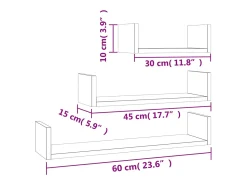 Discount vidaxl Prateleiras de parede 3 pcs derivados madeira carvalho Castanho