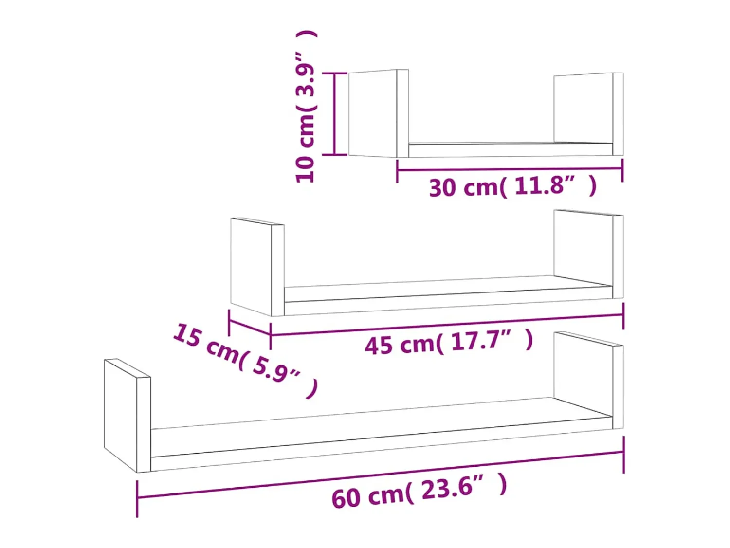 Discount vidaxl Prateleiras de parede 3 pcs derivados madeira carvalho Castanho