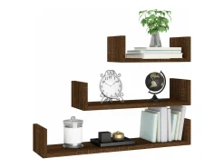 Discount vidaxl Prateleiras de parede 3 pcs derivados madeira carvalho Castanho