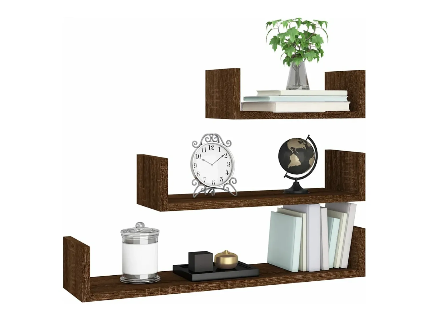 Discount vidaxl Prateleiras de parede 3 pcs derivados madeira carvalho Castanho