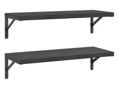 Prateleiras de parede 2 pcs 75x30 cm aço inoxidável prateado PT228048^ Prateleira