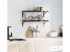 Prateleiras de parede 2 pcs 75x30 cm aço inoxidável prateado PT228048^ Prateleira