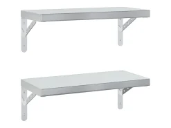 Prateleira| Prateleiras de parede 2 pcs 50x23,5 cm aço inoxidável PT802138 Prateado
