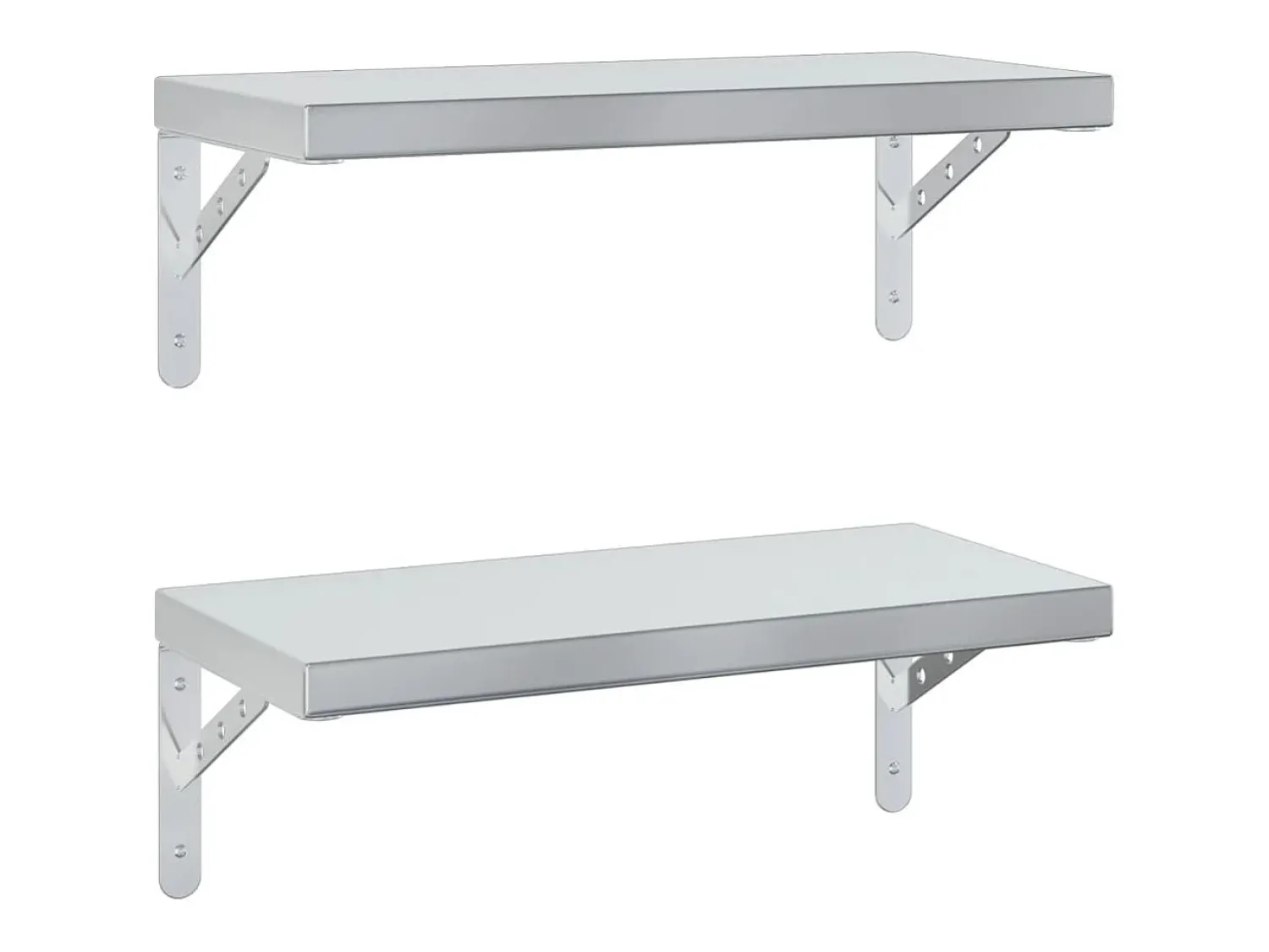 Prateleira| Prateleiras de parede 2 pcs 50x23,5 cm aço inoxidável PT802138 Prateado