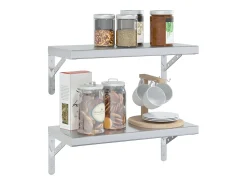 Prateleira| Prateleiras de parede 2 pcs 50x23,5 cm aço inoxidável PT802138 Prateado