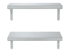 Prateleira| Prateleiras de parede 2 pcs 50x23,5 cm aço inoxidável PT802138 Prateado