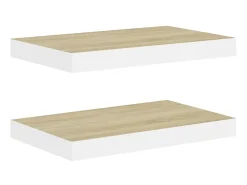 Prateleira* Prateleiras de parede 2 pcs 40x23x3,8 cm MDF carvalho e branco PT700723 Castanho