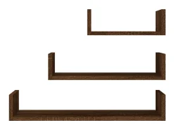 Clearance Prateleiras de parede 3 pcs derivados madeira carvalho PT405551 Castanho