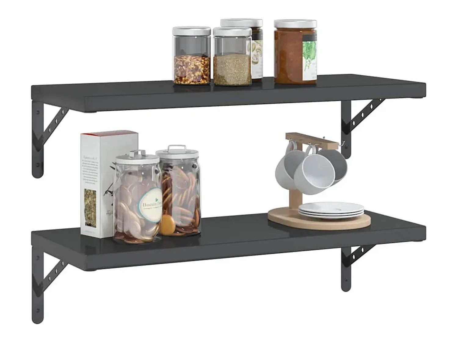 vidaxl Prateleiras de parede 2 pcs 75x30 cm aço inoxidável prateado^ Prateleira