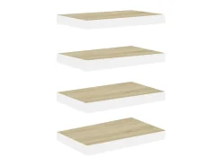 Prateleiras de parede 4 pcs 40x23x3,8 cm MDF carvalho e branco PT745438^ Prateleira