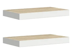 Hot vidaxl Prateleiras de parede 2 pcs 40x23x3,8 cm MDF carvalho e branco Castanho