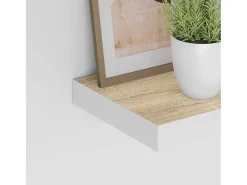 Hot vidaxl Prateleiras de parede 2 pcs 40x23x3,8 cm MDF carvalho e branco Castanho