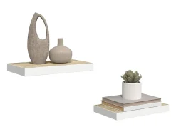 Hot vidaxl Prateleiras de parede 2 pcs 40x23x3,8 cm MDF carvalho e branco Castanho