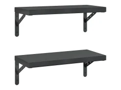 Prateleira* Prateleiras de parede 2 pcs 50x23,5 cm aço inoxidável prateado PT237130 Preto