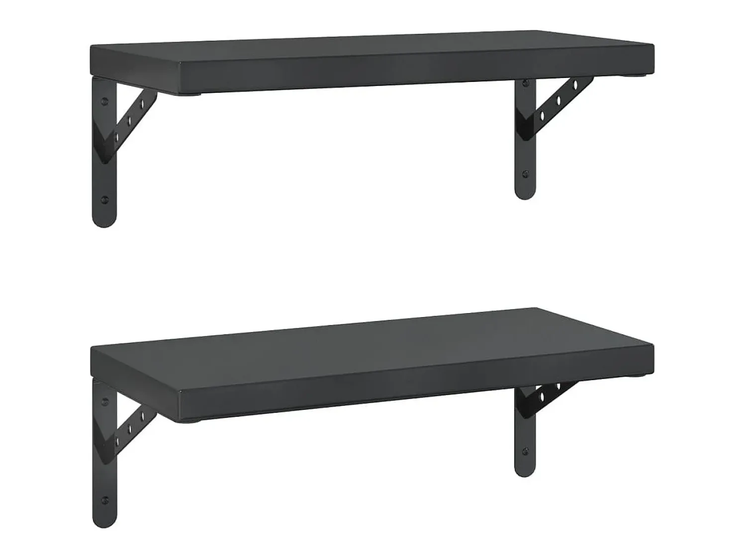 Prateleira* Prateleiras de parede 2 pcs 50x23,5 cm aço inoxidável prateado PT237130 Preto