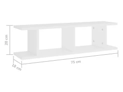 Prateleira*vidaxl Prateleiras de parede 2 pcs 75x18x20 cm deriv. madeira Branco