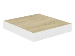 Best Prateleiras de parede 2 pcs 23x23,5x3,8cm MDF carvalho e branco PT700903 Castanho