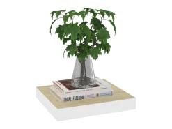 Best Prateleiras de parede 2 pcs 23x23,5x3,8cm MDF carvalho e branco PT700903 Castanho