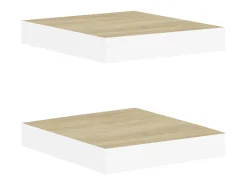 Best Prateleiras de parede 2 pcs 23x23,5x3,8cm MDF carvalho e branco PT700903 Castanho