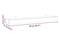 Prateleira|vidaxl Prateleiras de parede 2 pcs 90x15x4 cm madeira de teca maciça Castanho