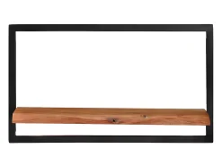 Prateleira* Prateleiras de parede 2 pcs 60x25x35 cm acácia maciça e aço PT622464 Castanho
