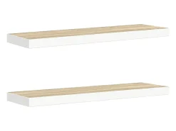 Hot vidaxl Prateleiras de parede 2 pcs 80x23,5x3,8cm MDF carvalho e branco Castanho