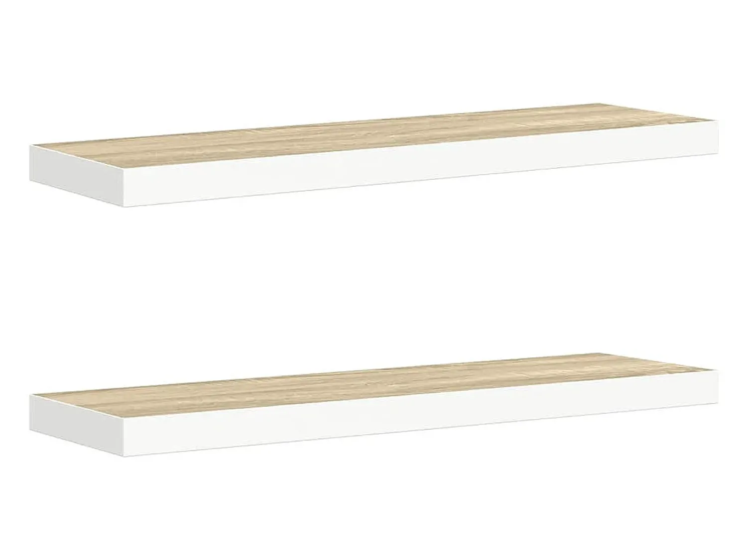 Hot vidaxl Prateleiras de parede 2 pcs 80x23,5x3,8cm MDF carvalho e branco Castanho