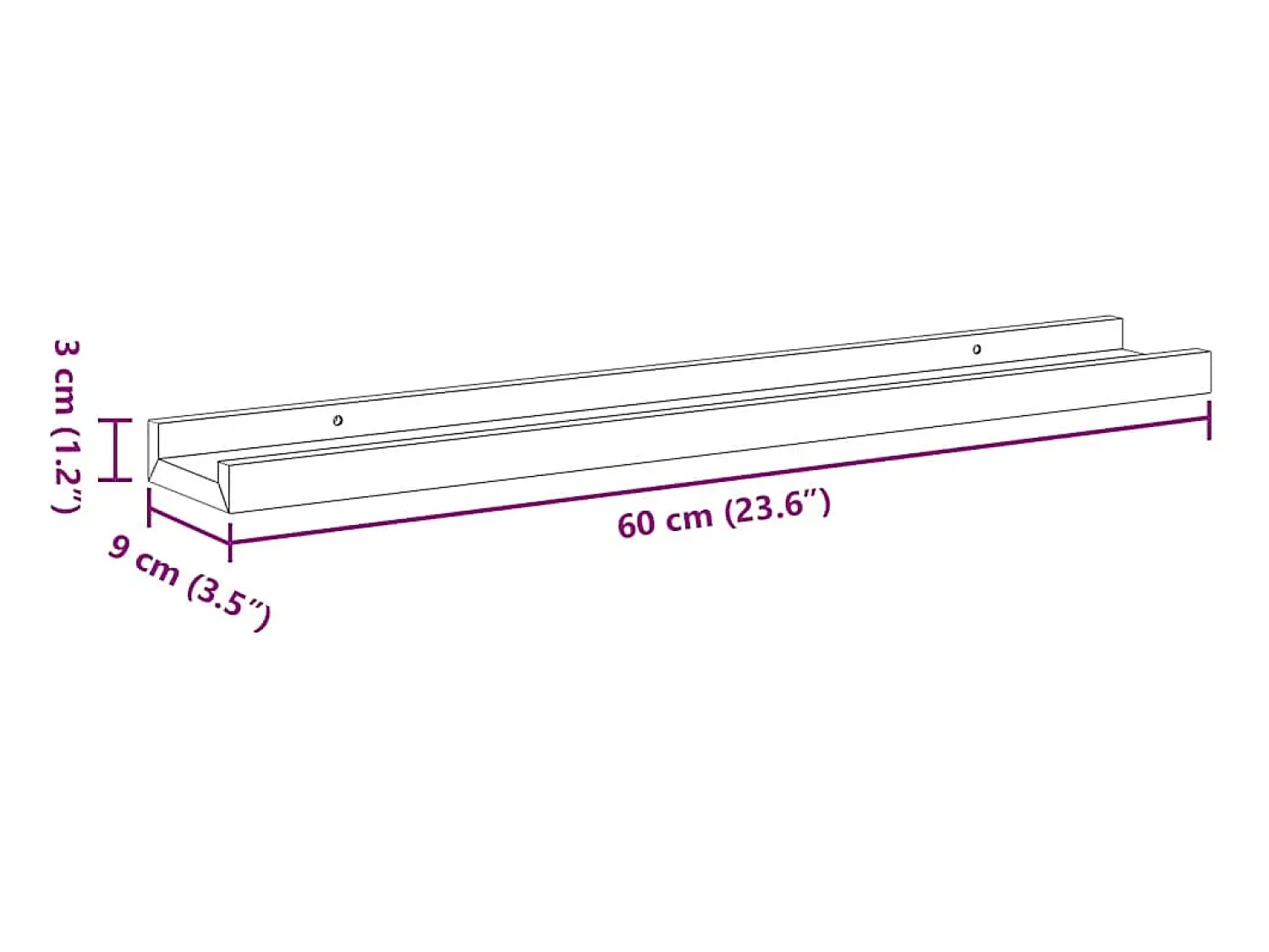 vidaxl Prateleiras de parede 4 pcs 60x9x3 cm^ Prateleira