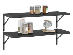 Clearance Prateleiras de parede 2 pcs 100x40x3 cm aço inoxidável prateado PT980705 Preto