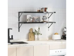 Clearance Prateleiras de parede 2 pcs 100x40x3 cm aço inoxidável prateado PT980705 Preto