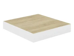 Prateleiras de parede 4 pcs 23x23,5x3,8cm MDF carvalho e branco PT551131^ Prateleira
