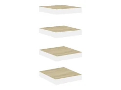 Prateleiras de parede 4 pcs 23x23,5x3,8cm MDF carvalho e branco PT551131^ Prateleira