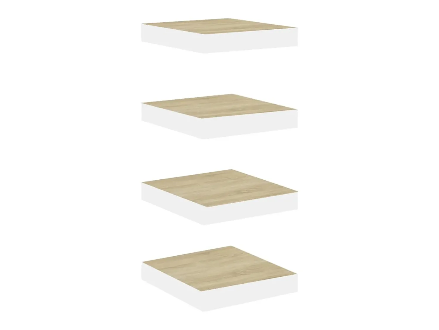 Prateleiras de parede 4 pcs 23x23,5x3,8cm MDF carvalho e branco PT551131^ Prateleira