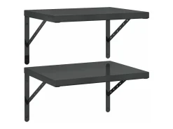 Prateleira* Prateleiras de parede 2 pcs 50x40 cm aço inoxidável prateado PT312341 Preto