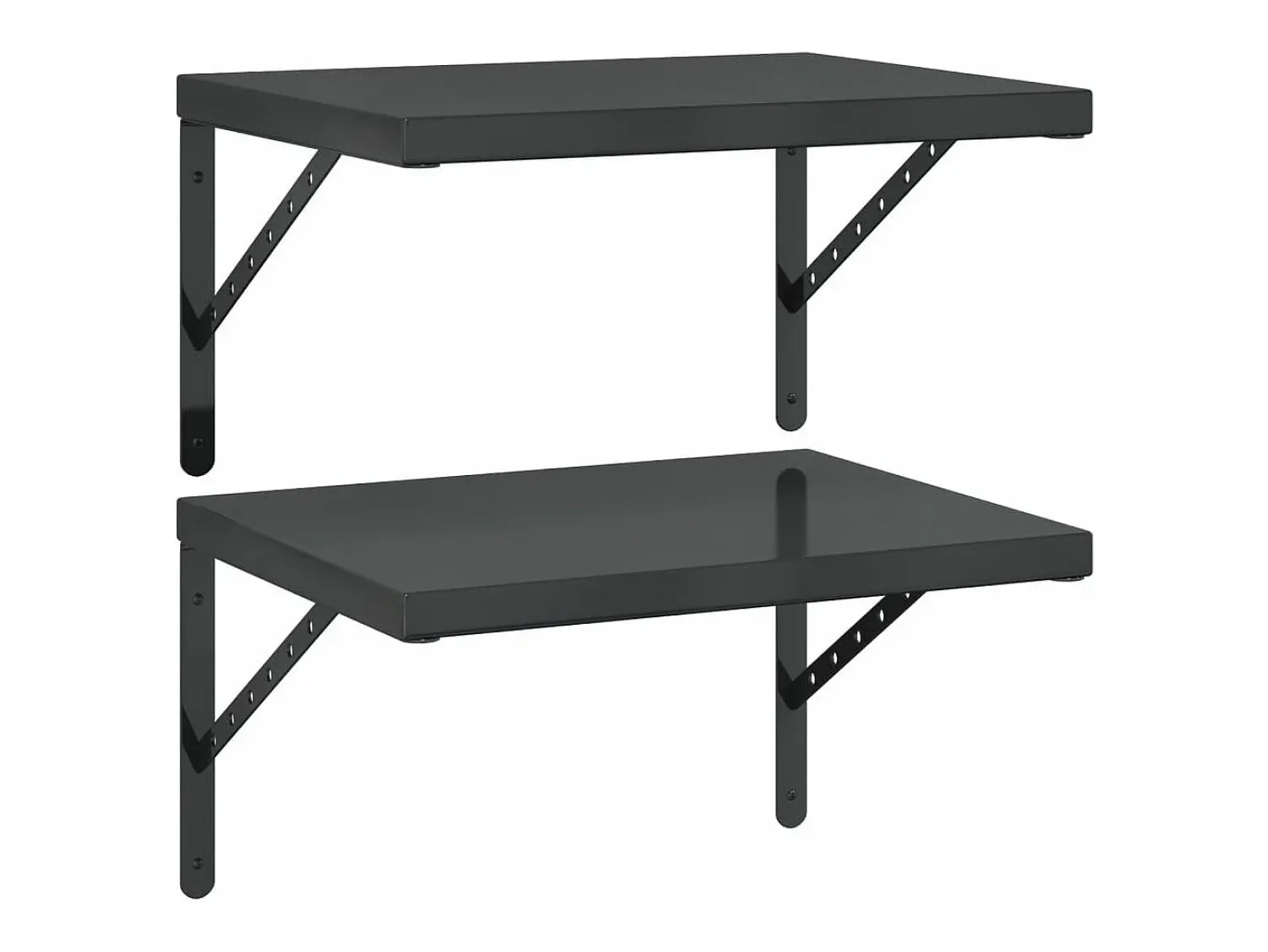 Prateleira* Prateleiras de parede 2 pcs 50x40 cm aço inoxidável prateado PT312341 Preto